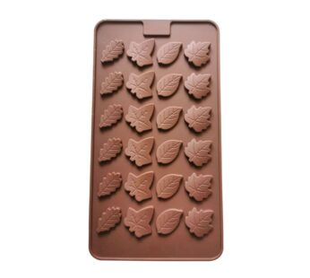 Autumn Leaves Silicone Chocolate Mould with 24 Cavities Featuring Fall Maple Leaf Design, Flexible Non-Stick Baking Tray Mold for Chocolates, Candies, and Seasonal Treats – Brown