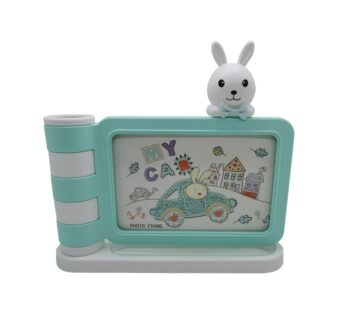 Baby Bunny Photo Frame with Growth Chart – White Nursery Decor for Boys and Girls in 3 colours Blue/Yellow/Pink