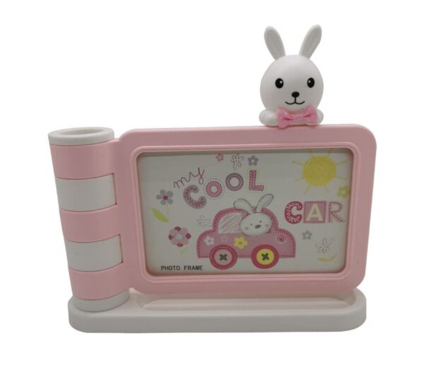 Baby Bunny Photo Frame with Growth Chart – White Nursery Decor for Boys and Girls in 3 colours Blue/Yellow/Pink - Image 3
