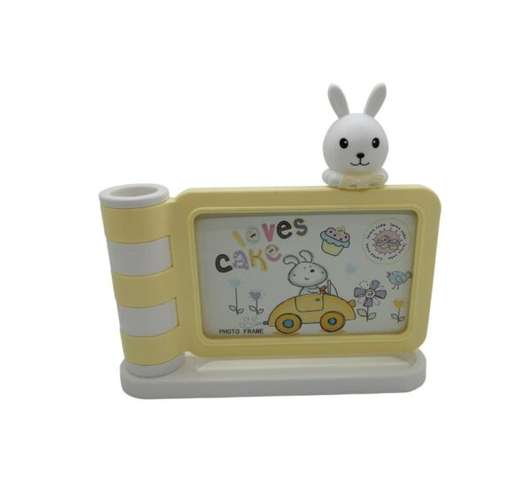 Baby Bunny Photo Frame with Growth Chart – White Nursery Decor for Boys and Girls in 3 colours Blue/Yellow/Pink - Image 4