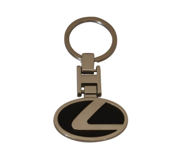 Premium Lexus Metal Logo Keychain – Sleek Black and Silver Oval Design for Stylish Car Owners, Lexus Car Keychain with Premium Black and Silver Metal Finish – Oval Design for Luxury Enthusiasts