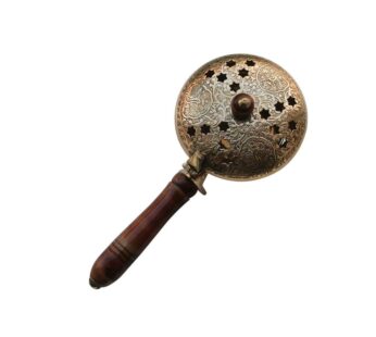 Traditional Arabic Design Incense Burner with Elegant Star Pattern and Wooden Handle – Perfect for Home and Meditation Spaces