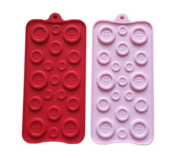 Button-Shaped Silicone Chocolate Mould, 15-Cavity Baking and Candy Making Tray, 2-Piece Set in Red and Pink – Non-Stick, Flexible, Food-Grade Molds for Chocolate, Candy, Jelly, and Fondant Creations