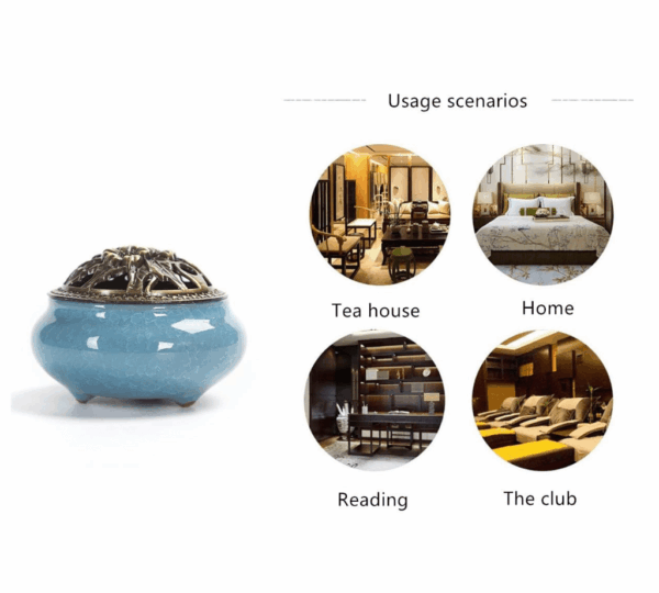 Ceramic Incense Burner, Ceramic Incense Burner with Lid, Cone Incense Burner, Cone Coil Incense Holder for Home Decor Yoga Spa Meditation - Image 3