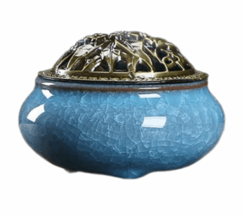 Ceramic Incense Burner, Ceramic Incense Burner with Lid, Cone Incense Burner, Cone Coil Incense Holder for Home Decor Yoga Spa Meditation