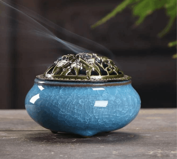 Ceramic Incense Burner, Ceramic Incense Burner with Lid, Cone Incense Burner, Cone Coil Incense Holder for Home Decor Yoga Spa Meditation - Image 2