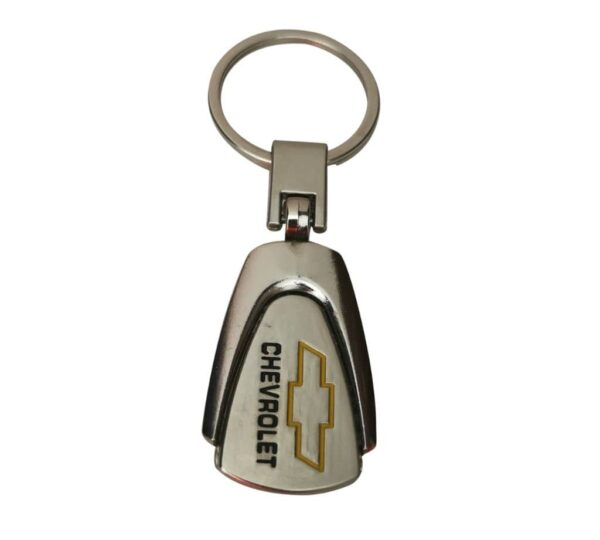 Chevrolet Logo Metal Keychain with Premium Silver Finish - Durable & Stylish Keyring for Car Lovers, Luxury Chevrolet Logo Keyring in Silver - Sleek Metal Keychain for Car Brand Aficionados