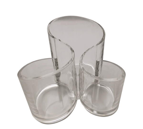 Acrylic Comb Holder & Makeup Brush Organizer – Round Cosmetic Storage Cup with 3 Compartments for Desk or Vanity – Ideal for Brushes, Lipsticks, Hair Accessories & Beauty Tools - Image 2