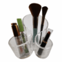 Acrylic Comb Holder & Makeup Brush Organizer – Round Cosmetic Storage Cup with 3 Compartments for Desk or Vanity – Ideal for Brushes, Lipsticks, Hair Accessories & Beauty Tools