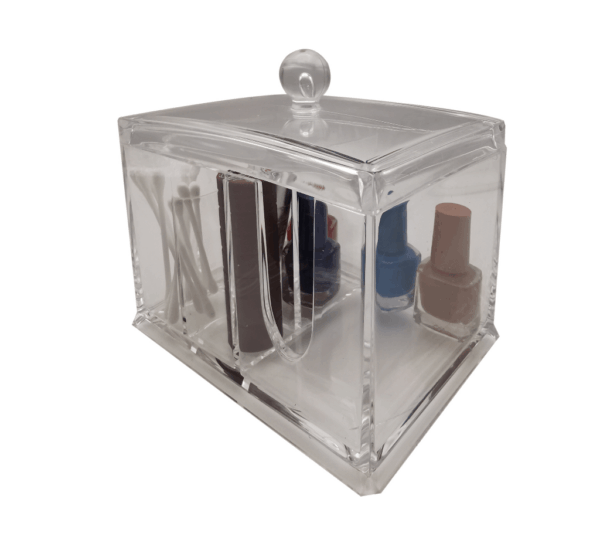 Clear Acrylic Cotton Swab Storage Box with Lid – Large Size (13 x 15 x 11 cm) – Multipurpose Bathroom Organizer & Dispenser for Cotton Sticks, Pads, and Small Essentials - Image 2