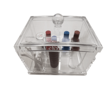 Clear Acrylic Cotton Swab Storage Box with Lid – Large Size (13 x 15 x 11 cm) – Multipurpose Bathroom Organizer & Dispenser for Cotton Sticks, Pads, and Small Essentials