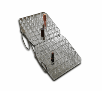 Clear Acrylic Lipstick Holder with Multi Spaces – Makeup Organizer Display Stand for Lipsticks, Brushes, Cosmetics, and Beauty Accessories.