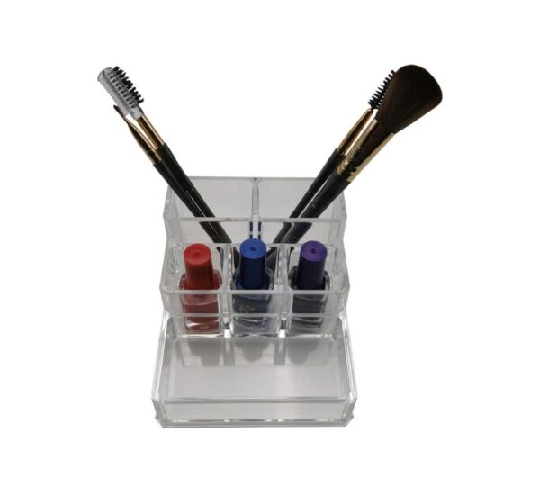 Multi-Compartment Acrylic Makeup Stand for Lipstick, Eyeliner, and Nail Polish Storage, Transparent Cosmetic Storage Box for Lipsticks, Nail Polishes, and Makeup Pencils - Compact and Durable Design - Image 2