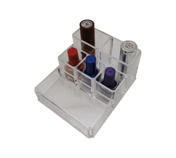 Multi-Compartment Acrylic Makeup Stand for Lipstick, Eyeliner, and Nail Polish Storage, Transparent Cosmetic Storage Box for Lipsticks, Nail Polishes, and Makeup Pencils - Compact and Durable Design - Image 4