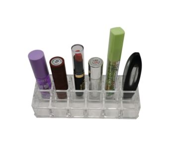 Clear Acrylic Lipstick Organizer with Multiple Compartments for Easy Makeup Storage and Display, Transparent Acrylic Lipstick Organizer with Adjustable Slots for All Sizes of Lipsticks