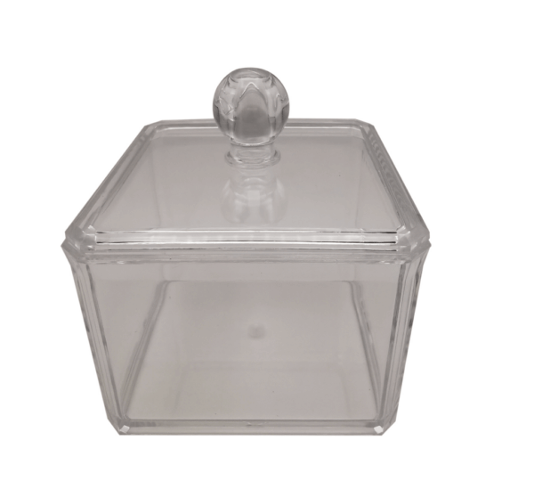 Clear Acrylic Qtip Holder Set – Modern Square Bathroom Vanity Organizer Jars for Cotton Swabs, Rounds, Balls, Makeup Sponges & Bath Salts - Image 3