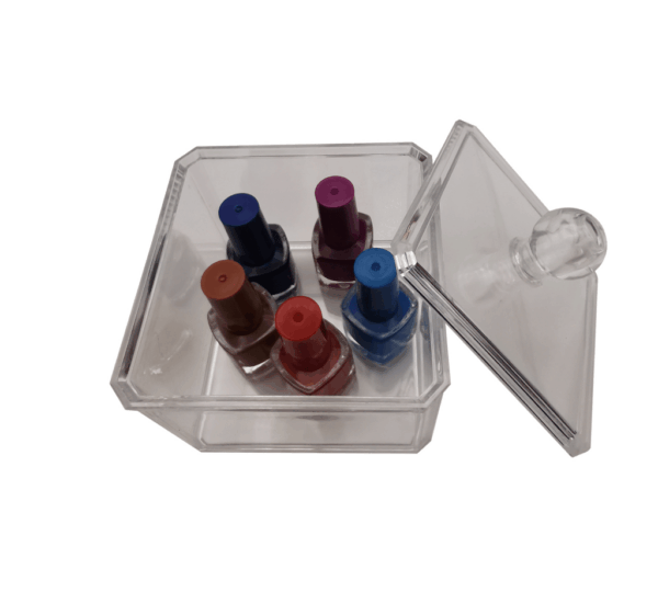 Clear Acrylic Qtip Holder Set – Modern Square Bathroom Vanity Organizer Jars for Cotton Swabs, Rounds, Balls, Makeup Sponges & Bath Salts - Image 2