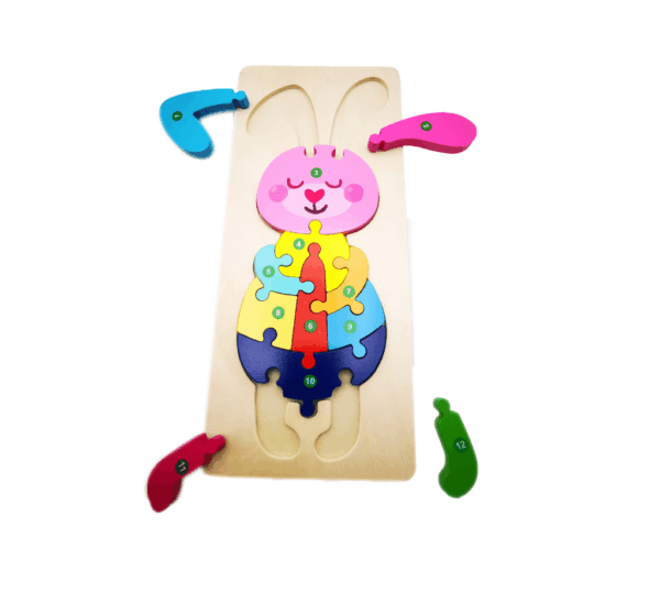 Educational Wooden Puzzle Toy – Montessori Learning for Toddlers with Numbers, Colors & Shapes – Creative Kid’s Jigsaw Game - Image 3