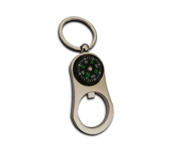 Multifunctional Compass Bottle Opener Keychain with Silver Metal Finish and Carabiner Style for Outdoor Adventures and Everyday Use
