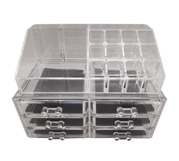Cosmetic Makeup Case 6-Drawer Storage Organizer – Multi-Compartment Lipstick, Jewelry, and Makeup Brush Holder with Spacious Drawers