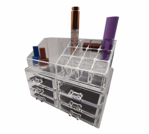 Cosmetic Makeup Case 6-Drawer Storage Organizer – Multi-Compartment Lipstick, Jewelry, and Makeup Brush Holder with Spacious Drawers - Image 3