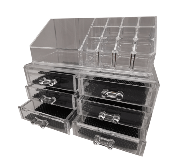 Cosmetic Makeup Case 6-Drawer Storage Organizer – Multi-Compartment Lipstick, Jewelry, and Makeup Brush Holder with Spacious Drawers - Image 2