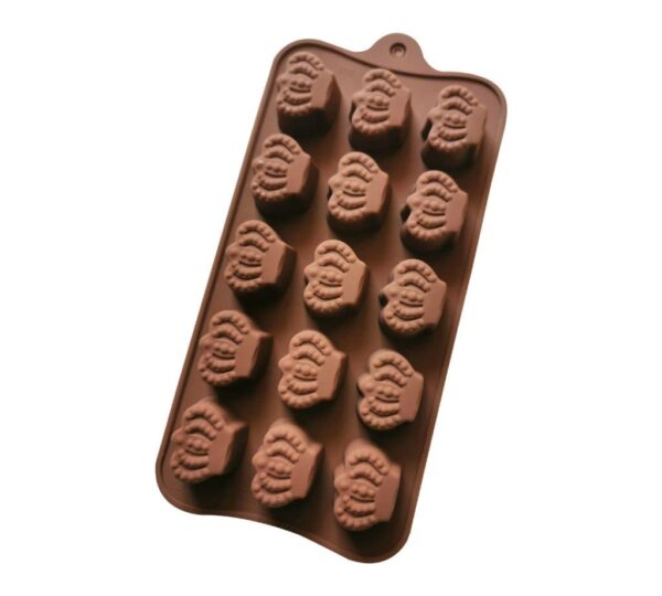 Crown Shaped Silicone Chocolate Mould with 15 Cavities, Non-Stick Flexible Baking Tray Mold for Homemade Chocolates, Candies, and Royal-Themed Treats – Brown - Image 2