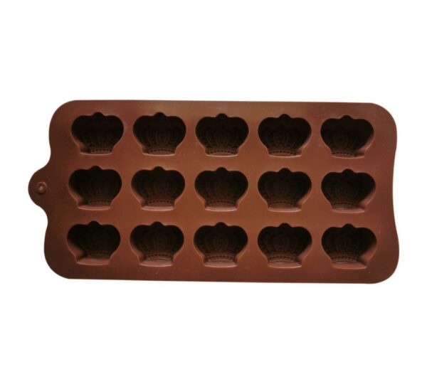 Crown Shaped Silicone Chocolate Mould with 15 Cavities, Non-Stick Flexible Baking Tray Mold for Homemade Chocolates, Candies, and Royal-Themed Treats – Brown - Image 3