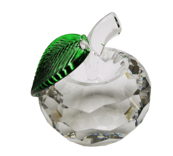 Crystal Apple Paperweight – Art Glass Fruit Figurine with Leaf – Collectible Decorative Ornament for Home, Office & Christmas Gifts - Image 3