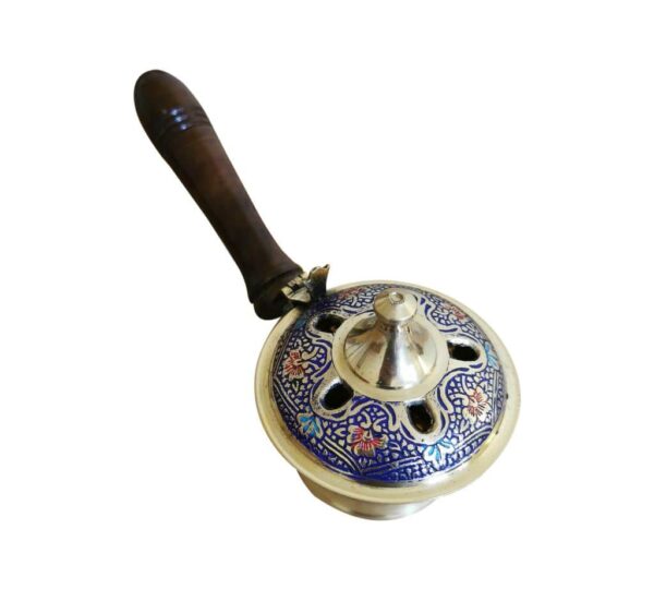 Decorative Metal Incense Burner with Enamelled Lid, Traditional Handcrafted Design, Durable and Elegant Aromatherapy Accessory for Home, Meditation, and Spiritual Use - Image 2