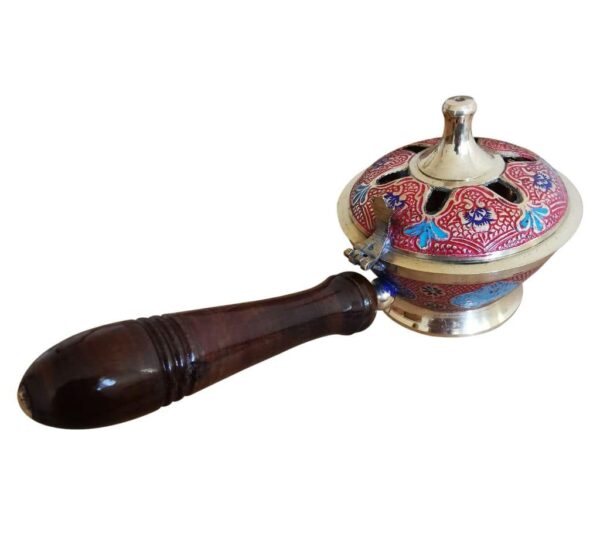 Decorative Metal Incense Burner with Enamelled Lid, Traditional Handcrafted Design, Durable and Elegant Aromatherapy Accessory for Home, Meditation, and Spiritual Use - Image 3