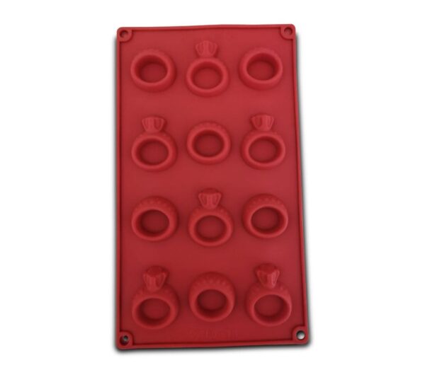 Diamond Ring Silicone Mould – 12-Cavity Non-Stick Baking Tray Mold for Chocolate, Candy, Jelly, Soap, and Craft Making, Flexible and Reusable Food-Grade Silicone Mold for Weddings and Parties