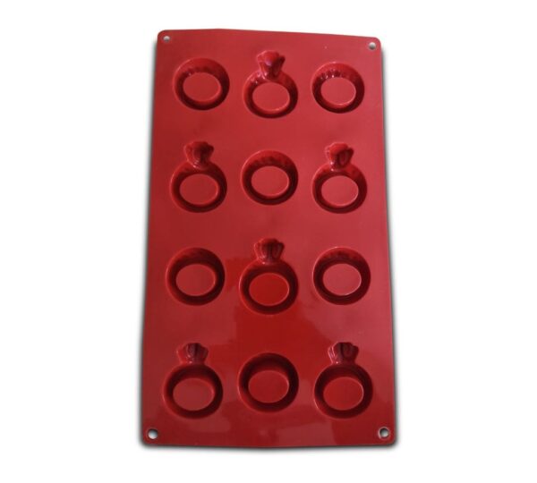 Diamond Ring Silicone Mould – 12-Cavity Non-Stick Baking Tray Mold for Chocolate, Candy, Jelly, Soap, and Craft Making, Flexible and Reusable Food-Grade Silicone Mold for Weddings and Parties - Image 2