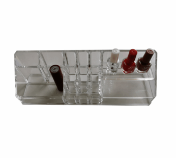 Makeup Organizer & Lipstick Holder – Acrylic Cosmetic Storage with Multi Slots for Brushes & Skincare