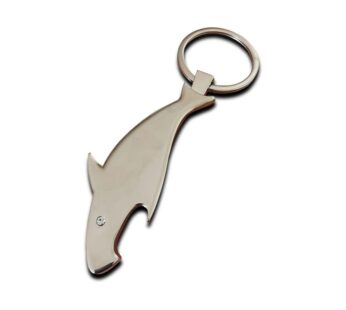 Elegant Dolphin Shaped Bottle Opener Keychain with Sparkling Crystal Accent, Durable Silver Metal Finish for Everyday Use
