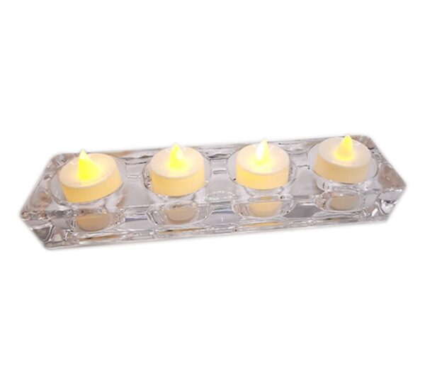 Elegant Glass Tealight Candle Holder with 4 Slots – Clear Crystal Design for Home Decor, Weddings, Spa, and Festive Ambience Lighting - Image 3