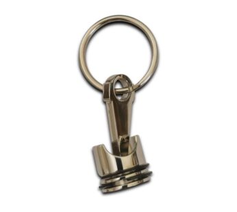 Engine Piston Shaped Metal Keychain with Key Ring – Chrome Finish Automotive Style Accessory for Car Enthusiasts and Mechanics