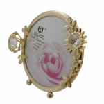 Floral Rose Gold Round Picture Frame 10x10 cm – Elegant Floral Design with HD Glass, Decorative Photo Frame for Weddings, Graduations & Home Décor - Image 2