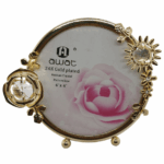 Floral Rose Gold Round Picture Frame 10x10 cm – Elegant Floral Design with HD Glass, Decorative Photo Frame for Weddings, Graduations & Home Décor - Image 3