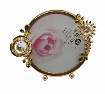 Floral Rose Gold Round Picture Frame 10×10 cm – Elegant Floral Design with HD Glass, Decorative Photo Frame for Weddings, Graduations & Home Décor