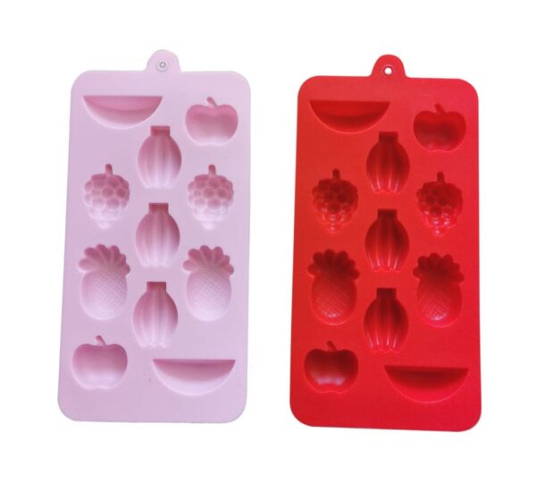 Fruit Shaped Silicone Mould Set – 2-Piece Set in Pink and Red Featuring Apple, Banana, Pineapple, and Raspberry Cavities – Flexible, Non-Stick, Food-Grade Silicone Trays Mold for Chocolates, Candy, Jelly, Baking, and Crafts – Durable and Easy to Clean - Image 3