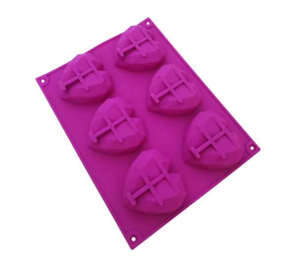 Geometric Heart Silicone Mould – 6-Cavity Purple Diamond Pattern Mold for Chocolate, Cake, Candy, and More – Flexible, Non-Stick, Reusable Silicone Tray for Baking, DIY Gifts, and Special Occasions - Image 2