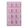 Geometric Pattern Silicone Mould – 12-Cavity Square Design Non-Stick Baking Mold for Chocolate, Candy, Soap, and Jelly Making, Flexible and Reusable Food-Grade Silicone Tray, Pink