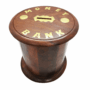 Handmade Wooden Money Bank – Antique Barrel Design Piggy Bank Coin Box for Kids, Boys, Girls & Adults | Large Vintage Style Birthday Gift