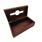 Handcrafted Wooden Tissue Box Cover with Floral Carved Design – Traditional Decorative Tissue Holder with Brass Hinges for Home, Office, or Gifting - Image 3