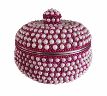 Asmiat Pearl Beaded Handmade Jewelry Box Organizer – Elegant Gift for Women & Girls | Earring, Ring & Necklace Storage Case with Removable Lid