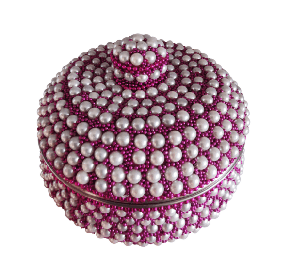 Asmiat Pearl Beaded Handmade Jewelry Box Organizer – Elegant Gift for Women & Girls | Earring, Ring & Necklace Storage Case with Removable Lid - Image 3
