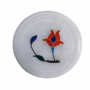 Handmade White Marble Stone TeaCoffee Coaster – Elegant Floral Inlay Art, Traditional Mug Mat for Home & Office Use