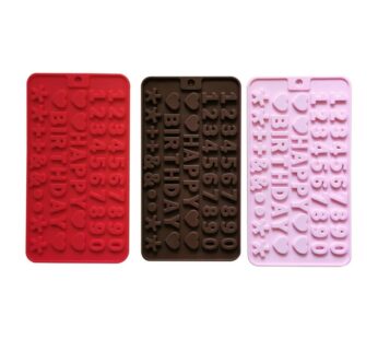 Happy Birthday Silicone Chocolate Mould Set – 3-Piece Set in Red, Brown, and Pink Featuring Numbers and Letters for Personalized Cake Decorating, Candy, Chocolate, Fondant, and Crafts – Flexible, Non-Stick, Food-Grade Silicone Trays