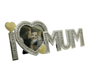 Heart Shaped I Love Mum Photo Frame – Mother’s Day Gift for Mom – Elegant Tabletop Picture Frame Keepsake for Home Décor – Sentimental Gift for Birthday, Christmas, or Special Occasions